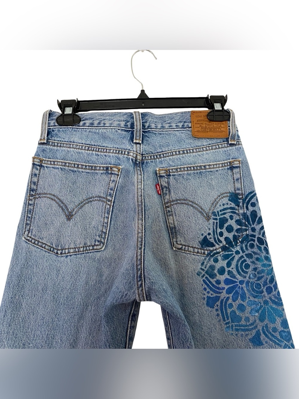 Levi’s Wedgie Premium Custom Jeans Waist 26 Womens Size 2 XS Levis Upcycled OOAK - Picture 10 of 16